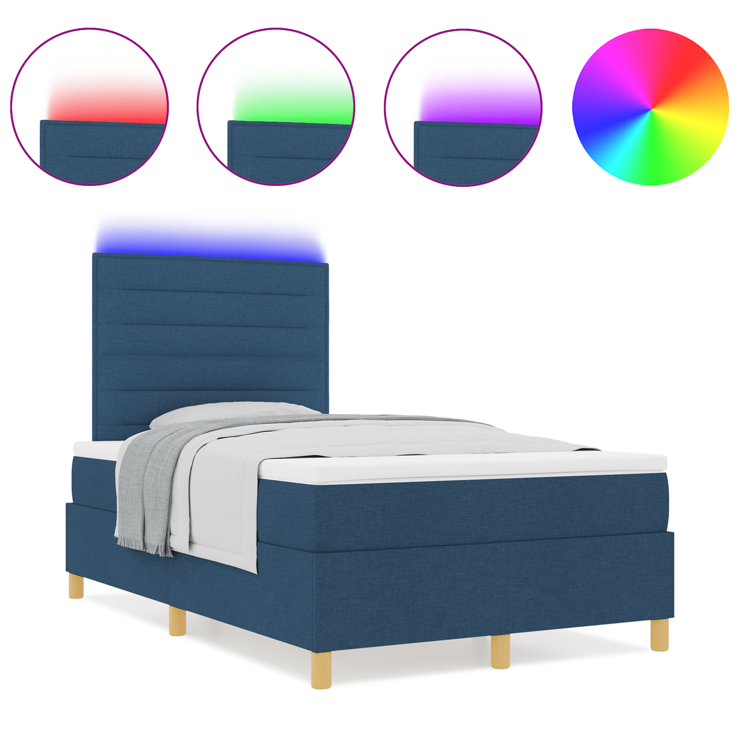 Boxspringbed met matras en LED stof blauw 120x200 cm