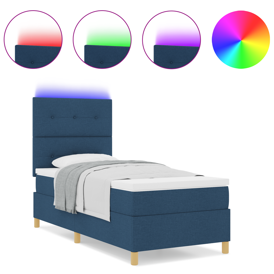 Boxspringbed met Matras & LED in Blauw 80x200 cm Stof