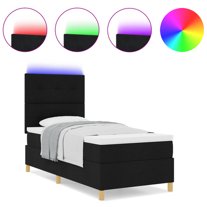 Boxspringbed met matras en LED stof zwart 90x190 cm