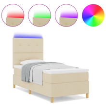 Boxspringbed met matras en LED stof crèmekleurig 90x190 cm