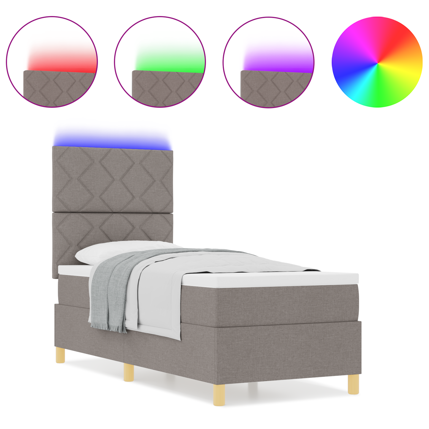 Boxspring Bed met Matras & LED Taupe 80x200 cm Stof