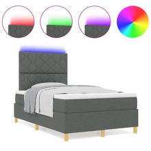 Boxspringbed met Matras & LED Donkergrijs 120x190 cm Stof