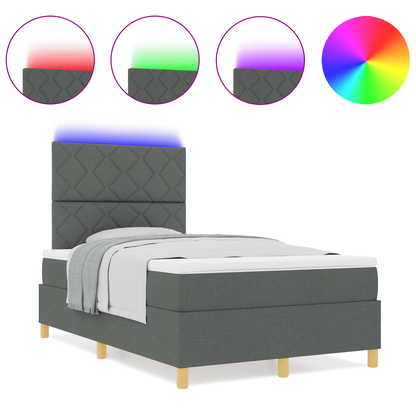 Boxspringbed met Matras & LED Donkergrijs 120x190 cm Stof
