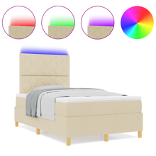 Box Spring Bed met Matras & LED Crème 120x200 cm Stof