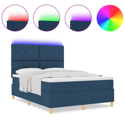 Boxspring Bed met Matras & LED Blauw 160x200 cm Stof