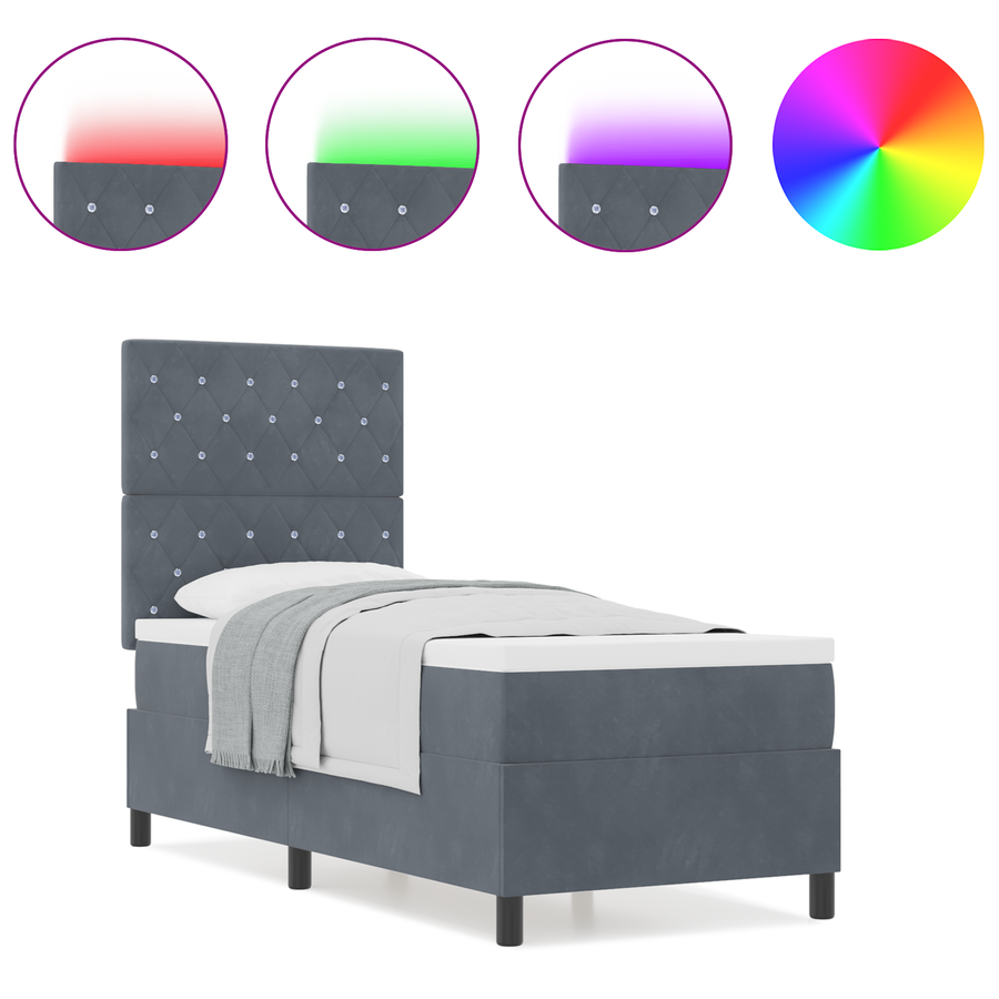 Boxspringbed met matras en LED fluweel donkergrijs 80x200 cm