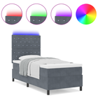 Boxspringbed 100x200 cm donkergrijs met LED en matras