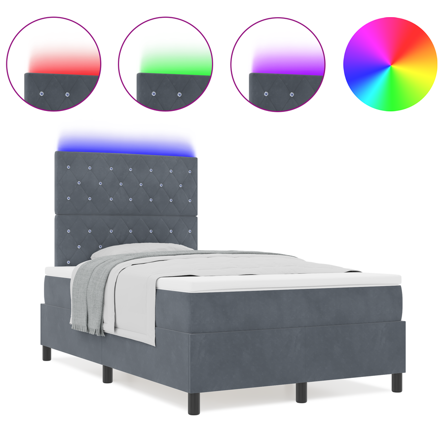 Boxspringbed met matras en LED fluweel donkergrijs 120x200 cm