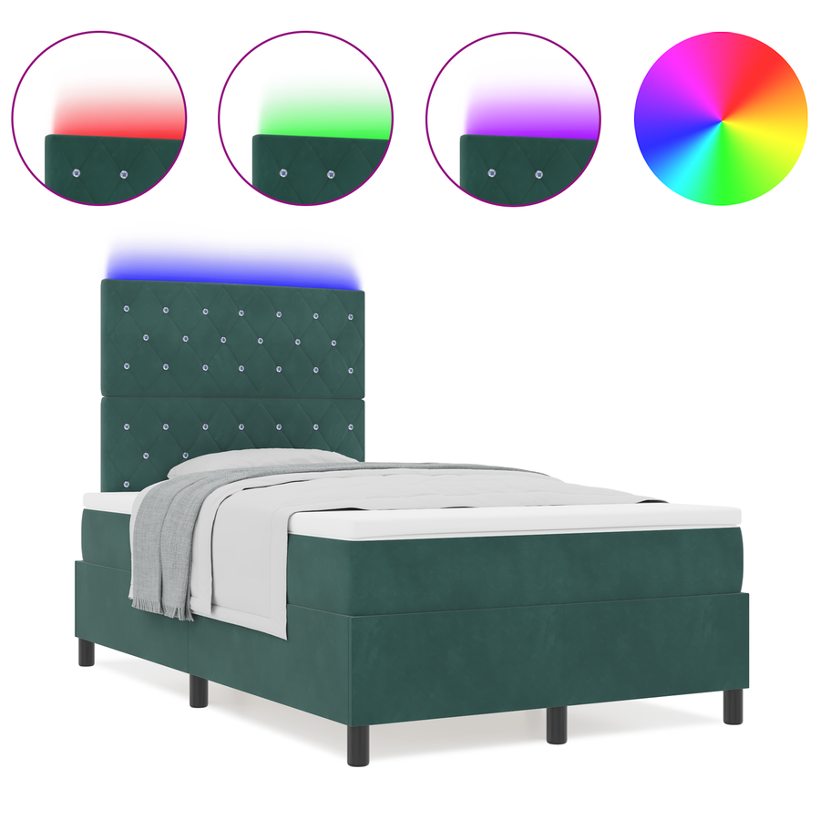 Boxspringbed met matras en LED fluweel donkergroen 120x200 cm