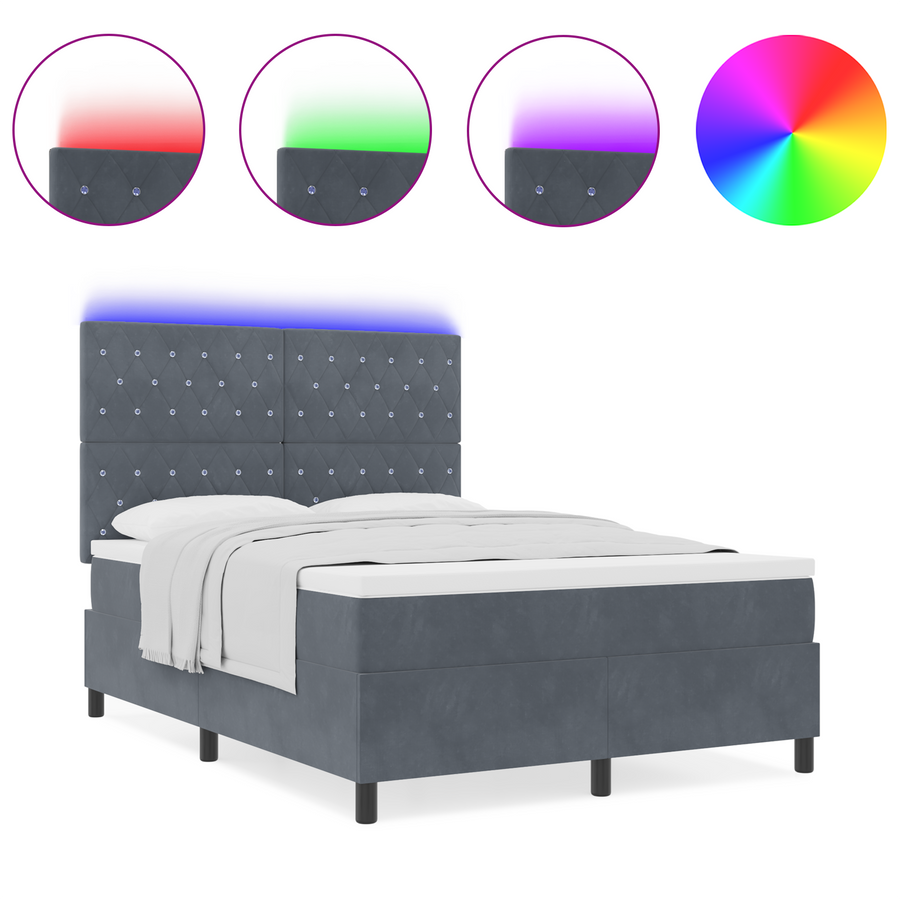 Boxspringbed met matras en LED fluweel donkergrijs 160x200 cm