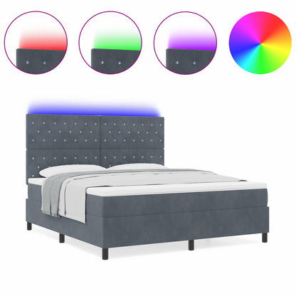 Boxspringbed met matras en LED fluweel donkergrijs 180x200 cm