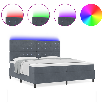 Boxspringbed met matras en LED fluweel donkergrijs 200x200 cm
