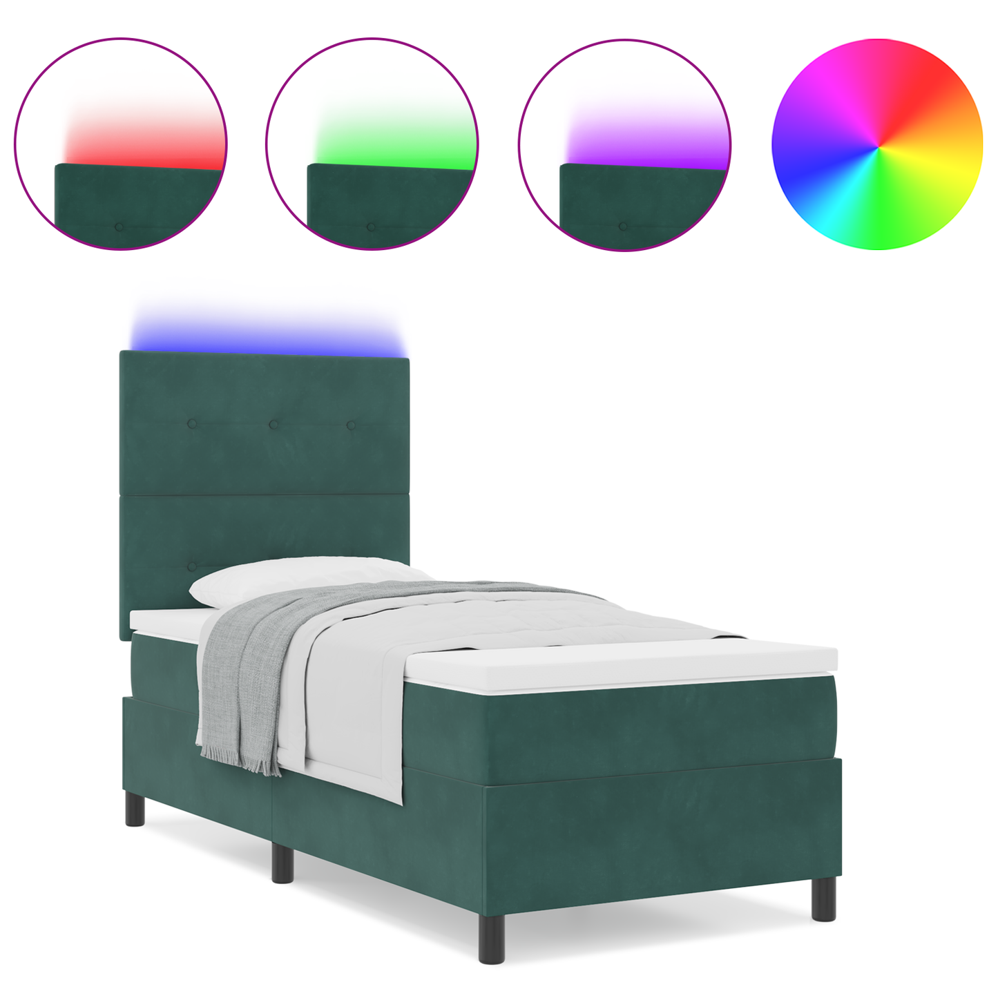 Boxspringbed met matras en LED fluweel donkergroen 80x200 cm