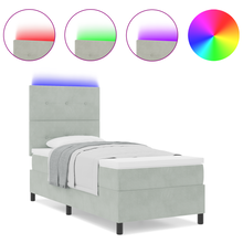 Boxspringbed met matras en LED fluweel lichtgrijs 100x200 cm