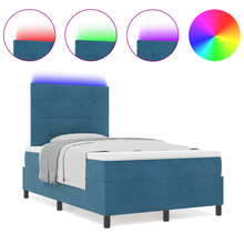 Boxspringbed met matras en LED fluweel donkerblauw 120x190 cm