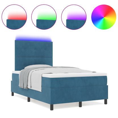 Boxspringbed met matras en LED fluweel donkerblauw 120x190 cm