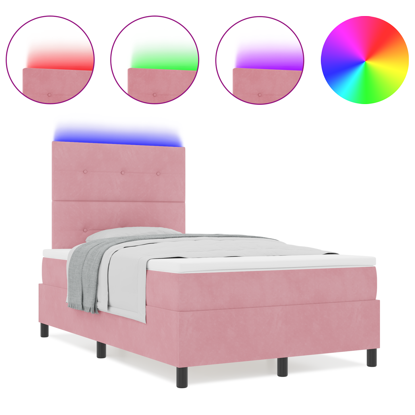 Boxspringbed met matras en LED fluweel roze 120x190 cm