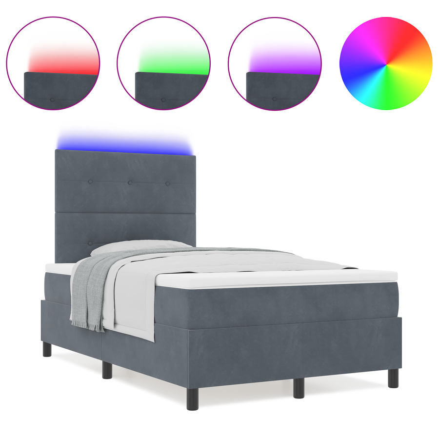 Boxspringbed met matras en LED fluweel donkergrijs 120x200 cm