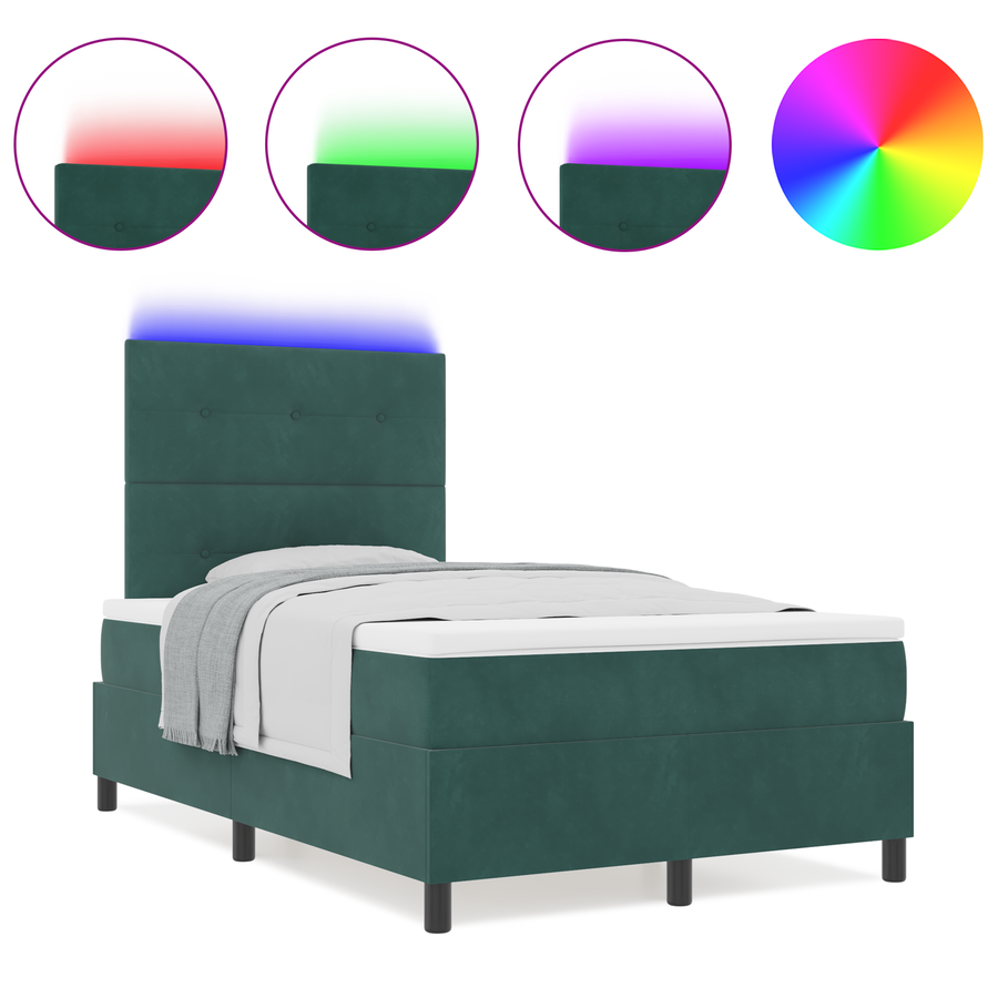 Boxspringbed met matras en LED fluweel donkergroen 120x200 cm