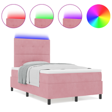 Boxspringbed met matras en LED fluweel roze 120x200 cm