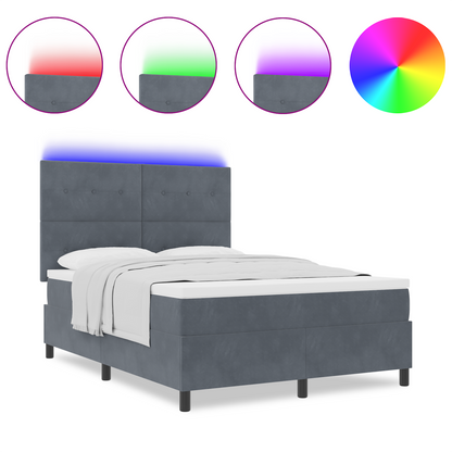 Boxspringbed met matras en LED fluweel donkergrijs 140x200 cm