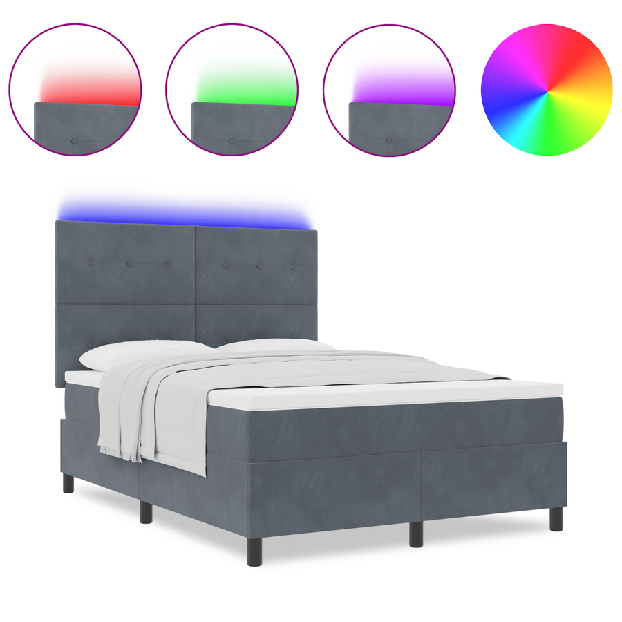Boxspringbed met matras en LED fluweel donkergrijs 160x200 cm