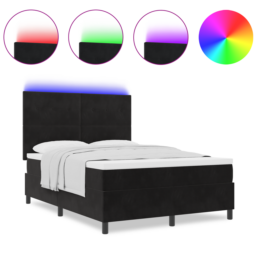 Boxspringbed met matras en LED fluweel zwart 160x200 cm