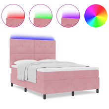 Boxspringbed met matras en LED fluweel roze 160x200 cm