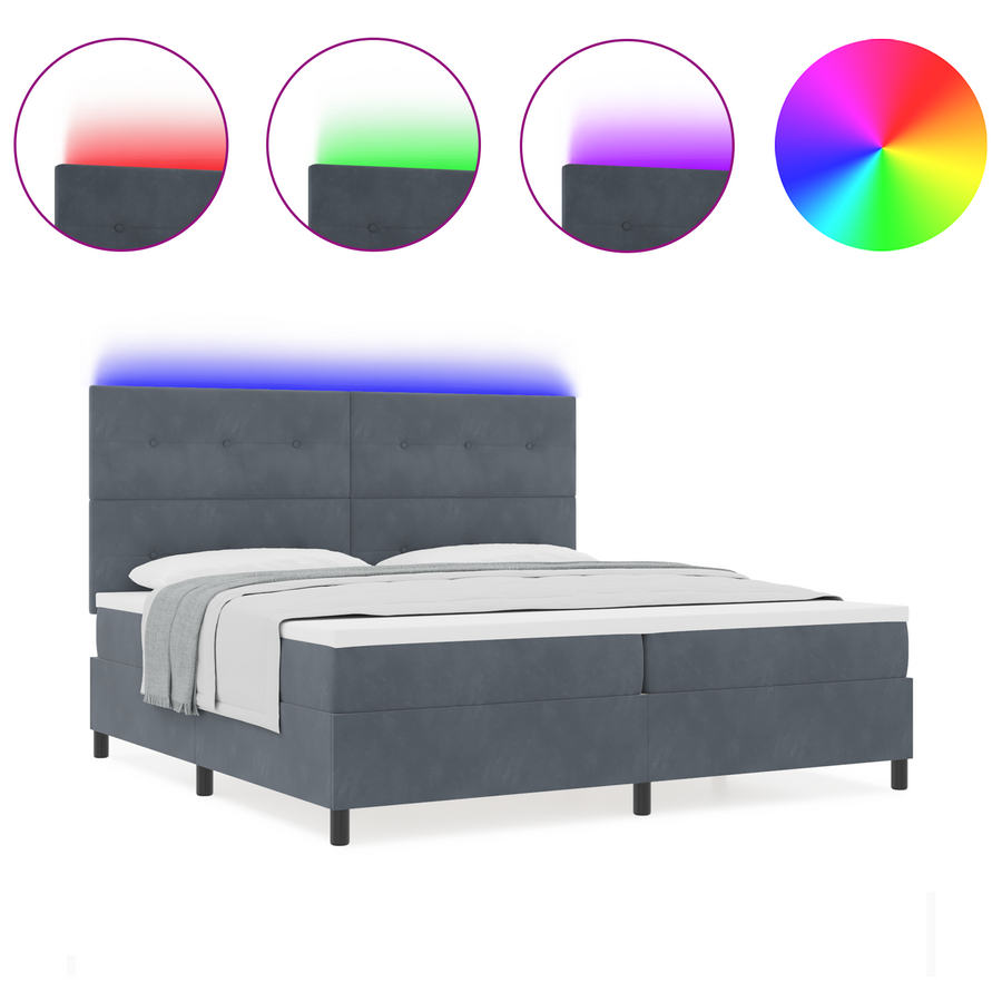 Boxspringbed met matras en LED fluweel donkergrijs 200x200 cm