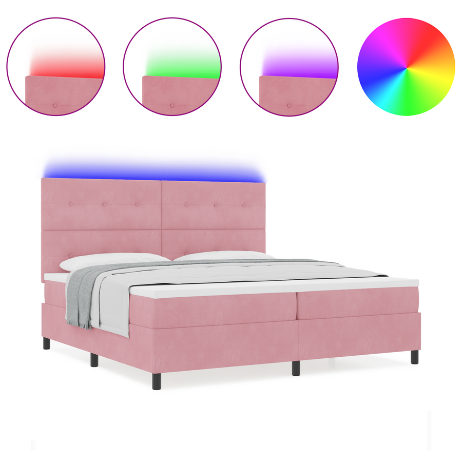 Boxspringbed met matras en LED fluweel roze 200x200 cm