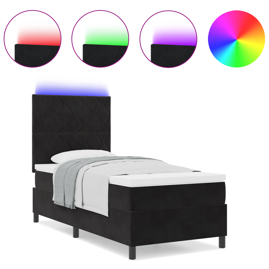 Boxspringbed met matras en LED fluweel zwart 100x200 cm