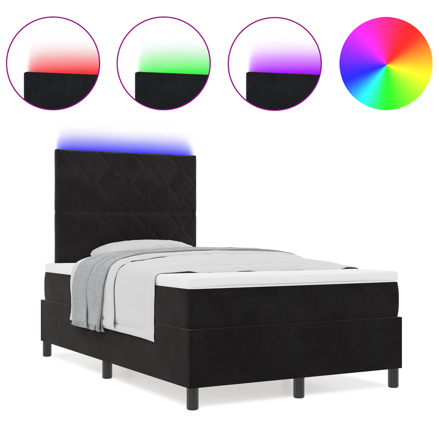 Boxspringbed met matras en LED fluweel zwart 120x190 cm