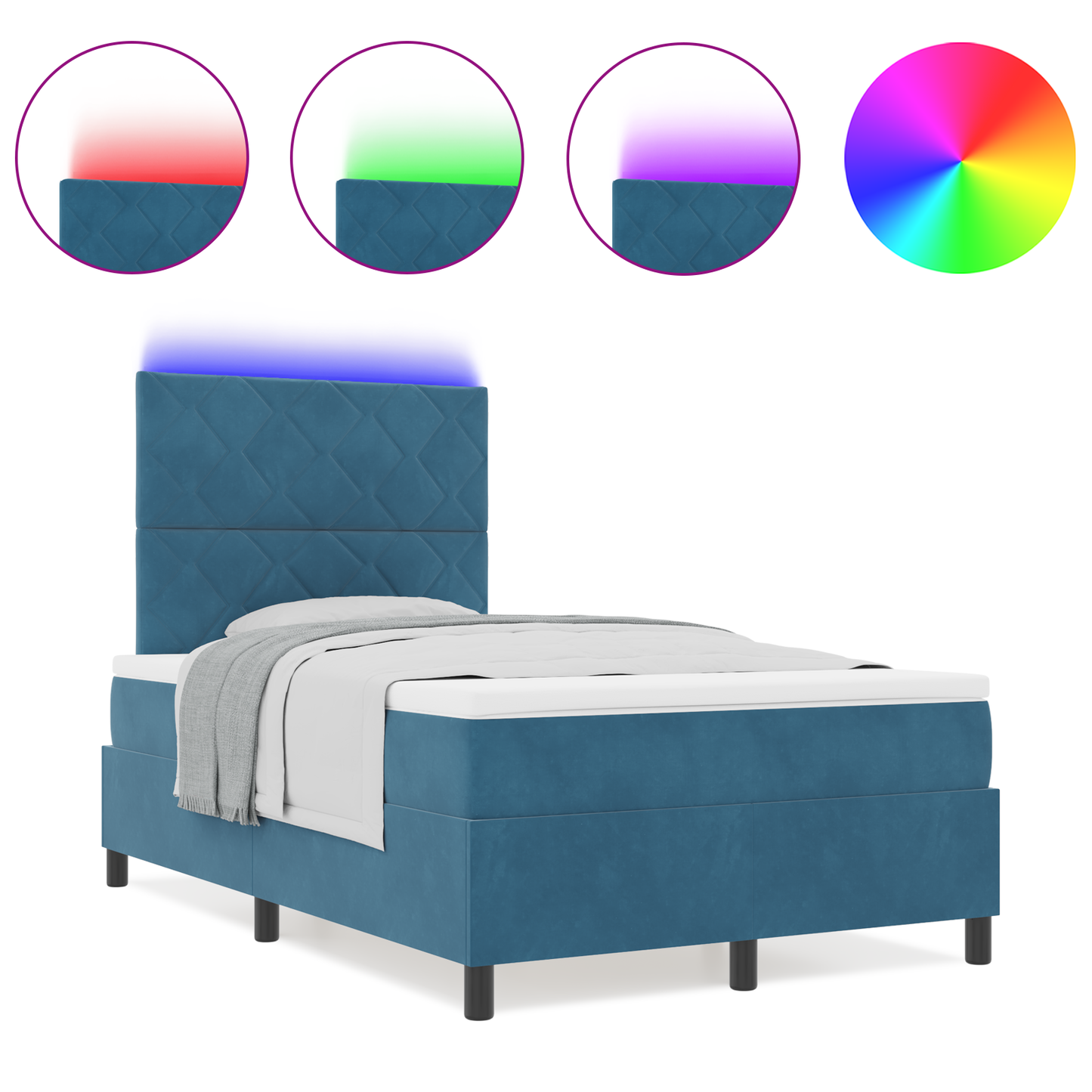 Boxspringbed met matras en LED fluweel donkerblauw 120x200 cm