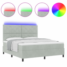 Boxspringbed met matras en LED fluweel lichtgrijs 180x200 cm