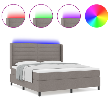 Boxspringbed met matras en LED stof taupe 180x200 cm