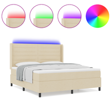 Boxspringbed met matras en LED stof crèmekleurig 180x200 cm