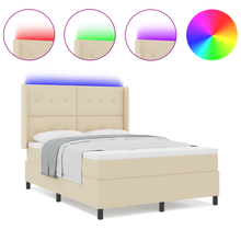 Boxspringbed met matras en LED stof crèmekleurig 160x200 cm