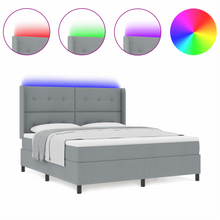 Boxspringbed met Matras & LED Lichtgrijs 180x200 cm Stof