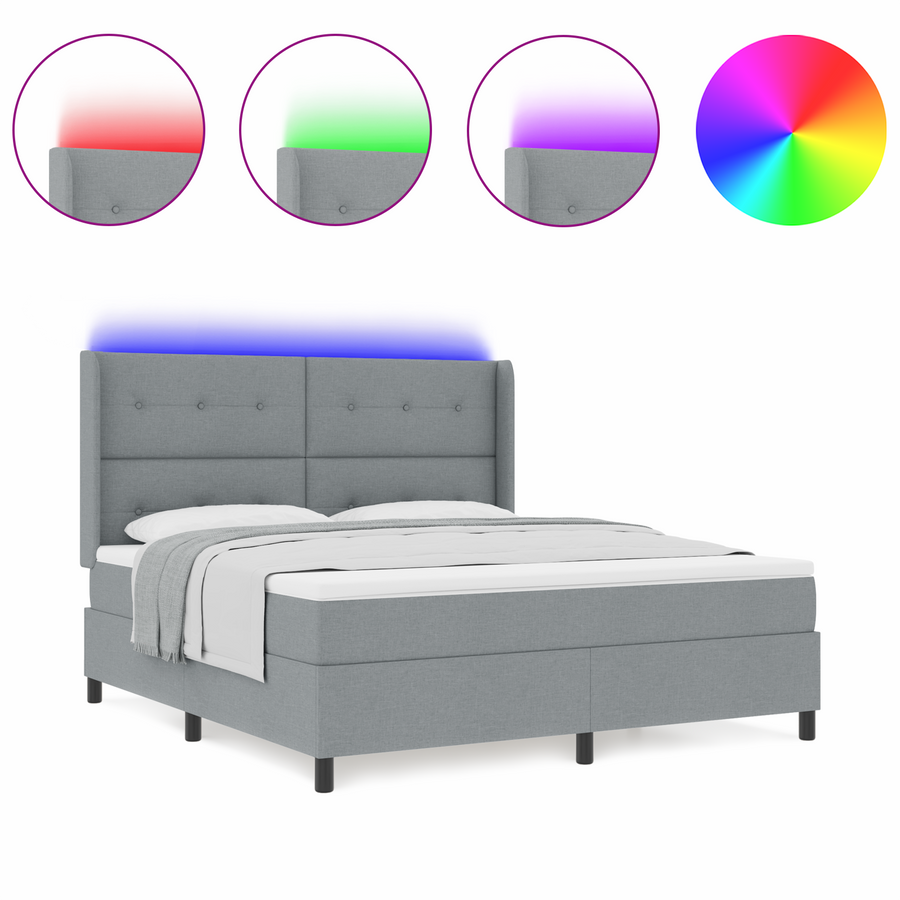Boxspringbed met Matras & LED Lichtgrijs 180x200 cm Stof
