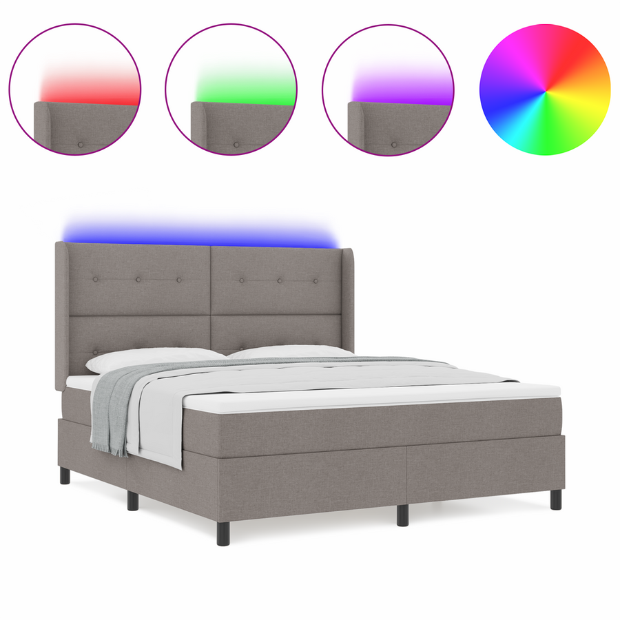 Boxspringbed met matras en LED stof taupe 180x200 cm