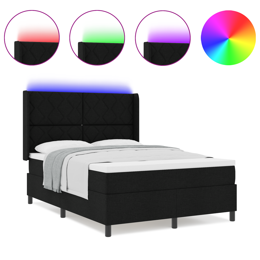 Boxspringbed met matras en LED stof zwart 160x200 cm