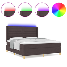 Boxspringbed met matras en LED stof donkerbruin 180x200 cm