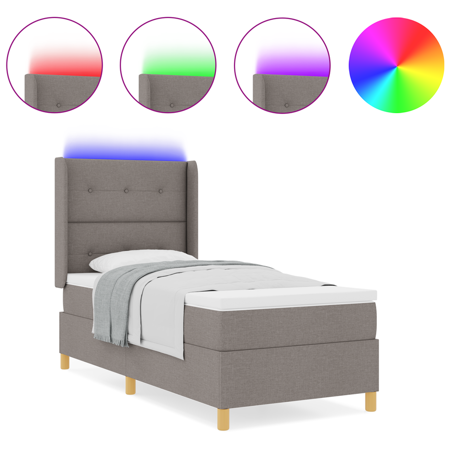 Boxspringbed met matras en LED stof taupe 80x200 cm