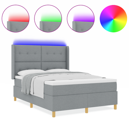 Boxspringbed met matras en LED stof lichtgrijs 140x190 cm