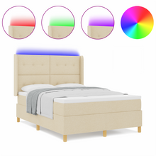 Boxspringbed met matras en LED stof crèmekleurig 140x190 cm