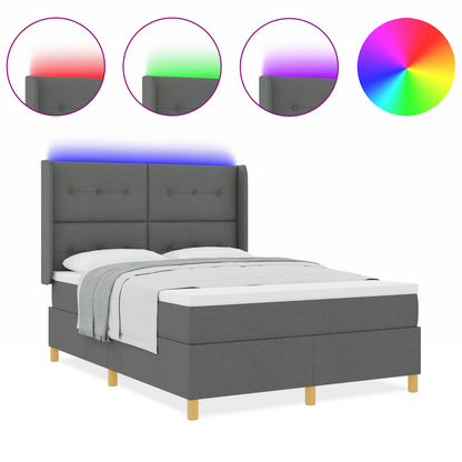 Boxspringbed met matras en LED stof donkergrijs 160x200 cm