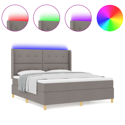 Boxspringbed met matras en LED stof taupe 180x200 cm