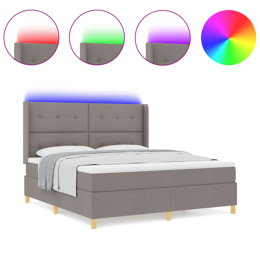 Boxspringbed met matras en LED stof taupe 180x200 cm