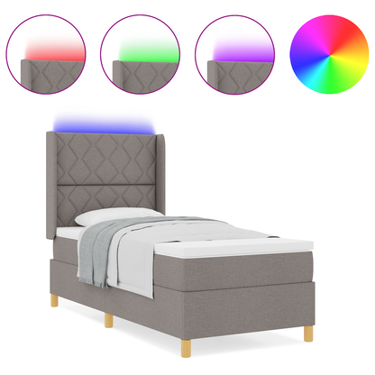 Boxspringbed met matras en LED stof taupe 100x200 cm