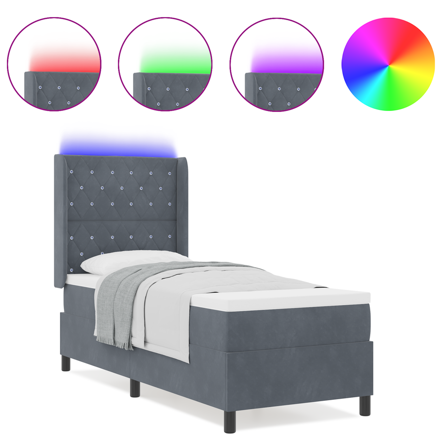 Boxspringbed met matras en LED fluweel donkergrijs 80x200 cm